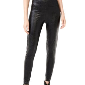 7 For All Mankind Black Faux Leather Pants Crocodile Print Size XS